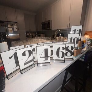 Black and White Table Number Stands